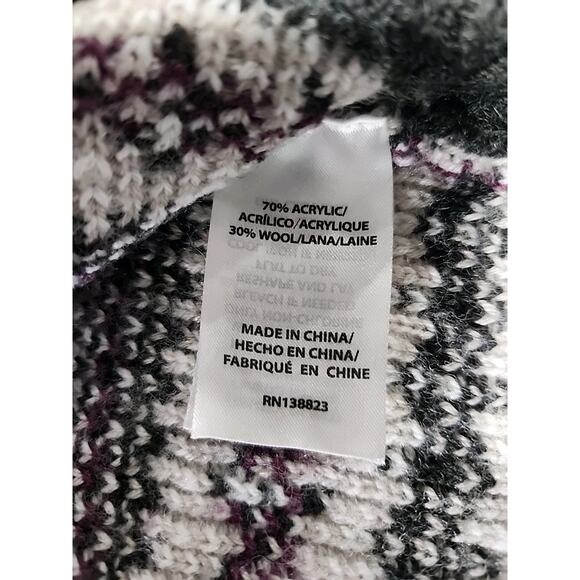 Cleo + Wolf Fair Isle Sweater Womens Small Cropped Gray Purple White Wool Blend - Picture 7 of 11